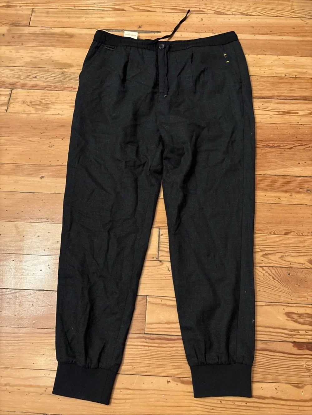 NWT Men’s Scotch And Soda Black Slim Fit Relaxed Brushed Wool Pleated Jogger XL